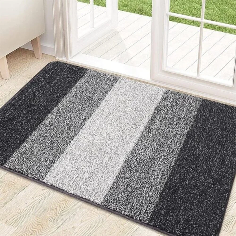 New 32x20 Grey Indoor Door Mat, Non Slip Absorbent Washable Rug for Floor Decor